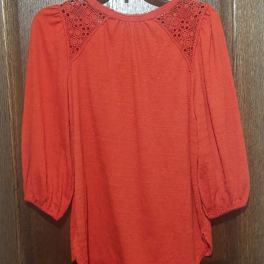 Women's Red Top with Crochet Detail - Picture 7 of 7
